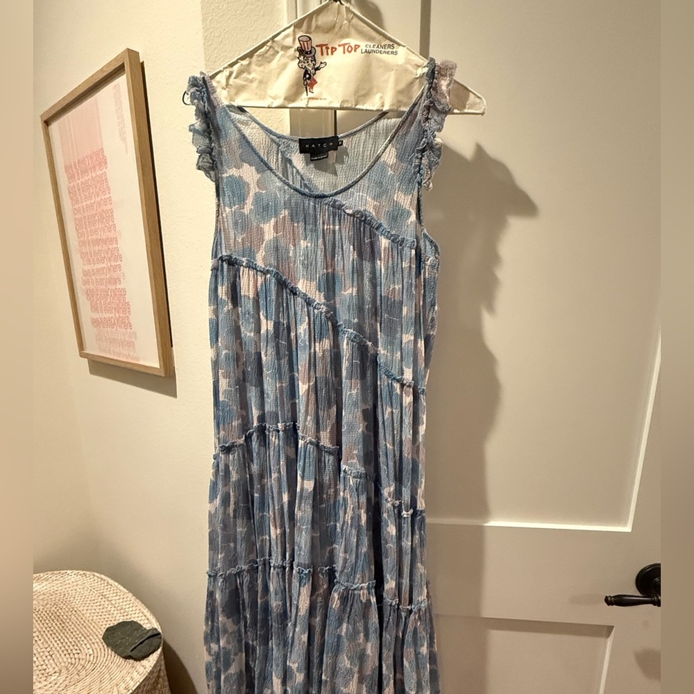 Hatch Maternity Blue Floral Midi Dress